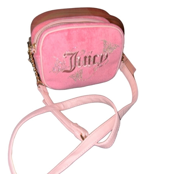 JUICY COUTURE PINK DIAMOND WINGING IT LOGO & RHINESTONE BUTTERFLY  BAG NWT - Picture 2 of 8